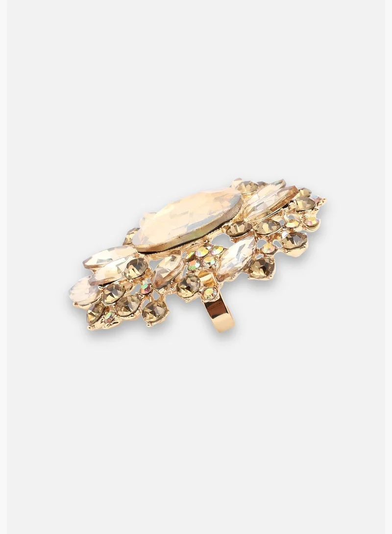 SOHI Gold Plated Party Designer Stone Ring For Women