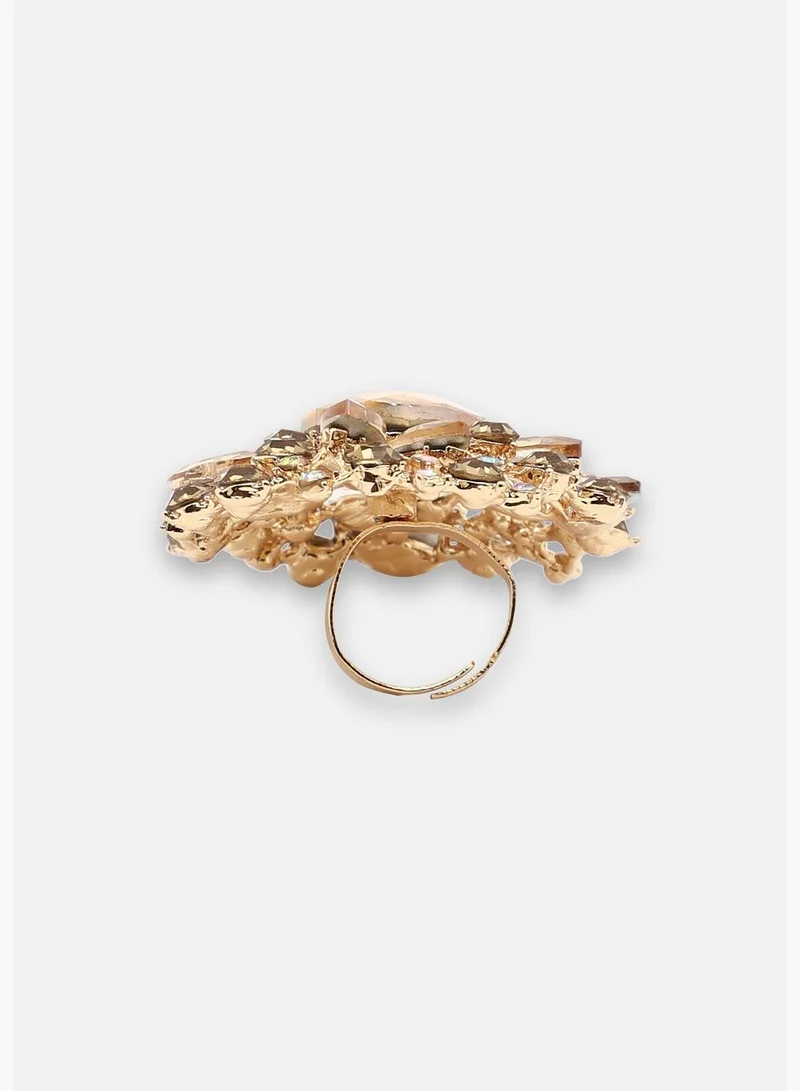 SOHI Gold Plated Party Designer Stone Ring For Women