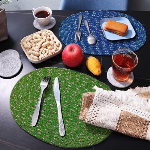 Status Contract Status Multi-Purpose Braided Place Mat for Indoor Kitchen, Hall, and Room - Durable Mat for Home Decor 30x50 cm Multi-Color (Pack of 2) (Color May Vary) - Image 1