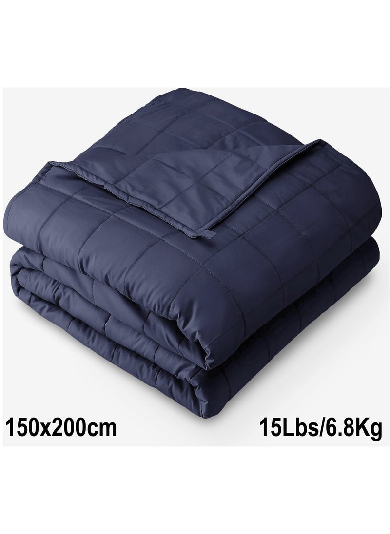 Fabienne Weighted Blanket 15lbs Single Size Adult Heavy Blanket 60"x80" Anxiety Relief Autism Therapy Insomnia Stress Relief Blanket Navy 6.8Kg 150x200cm  - Image 1