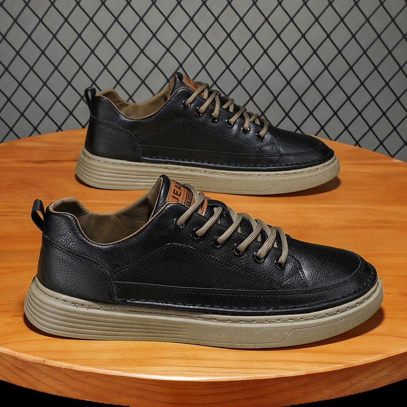Spring Labor Protection Men'S Shoes Black Sports Casual Sneakers Men'S Soft Sole Kitchen Work Leather Shoes - Image 3