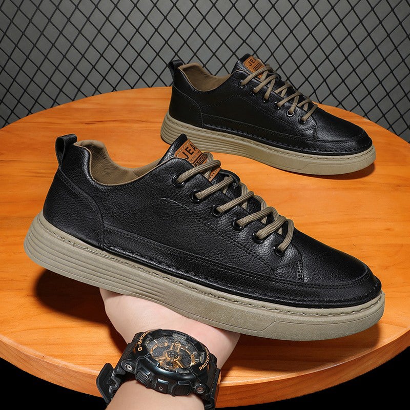 Spring Labor Protection Men'S Shoes Black Sports Casual Sneakers Men'S Soft Sole Kitchen Work Leather Shoes - Image 2