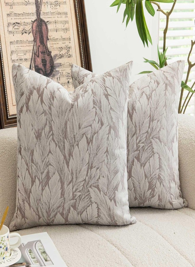 WACOMECO Decorative Throw Pillow Covers, Pack of 2 Accent Farmhouse Cushion Covers for Couch Sofa Bed Home Decoration, 18x18 inch, Taupe - Image 1