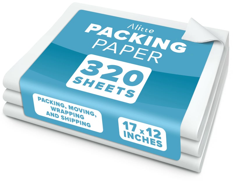 Alitte Packing Paper Sheets for Moving - 320 Sheets, Blank Newsprint Paper Sheets for Wrapping, Shipping, Arts & Crafts - Bulk Protective Paper for Box Filler, Cushioning & Protecting Fragile Items - 12x17 - Image 1