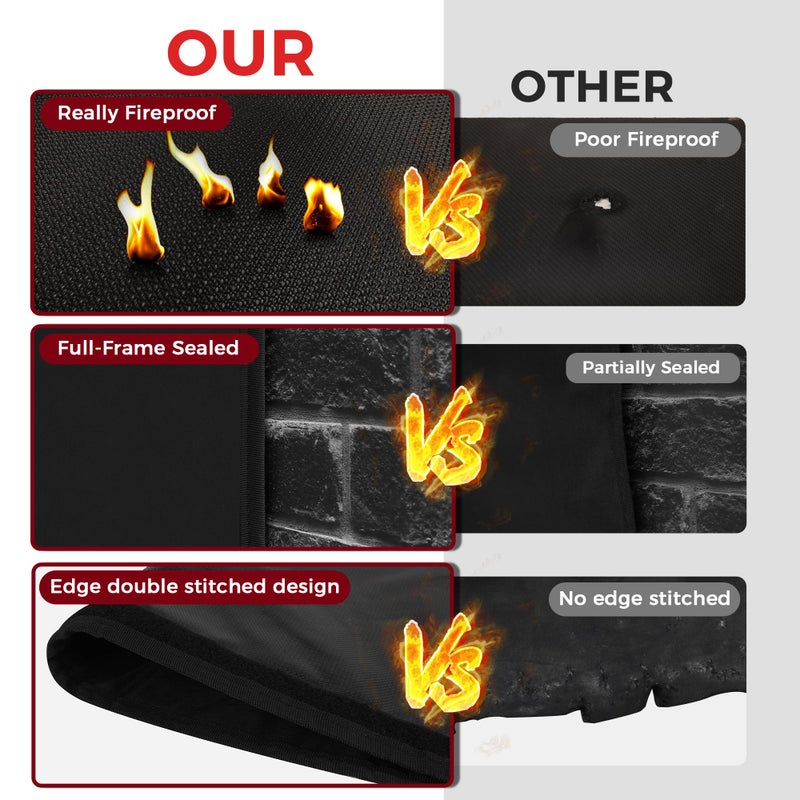 NABOWAN Magnetic Fireplace Cover Easy Install - Indoor Fireplace Blanket to Block Cold Air Reduce Energy Costs, Fireplace Draft Stopper with Full Frame Hook & Loop and Built-in Magnets (32 x 39 Inch) - Image 3