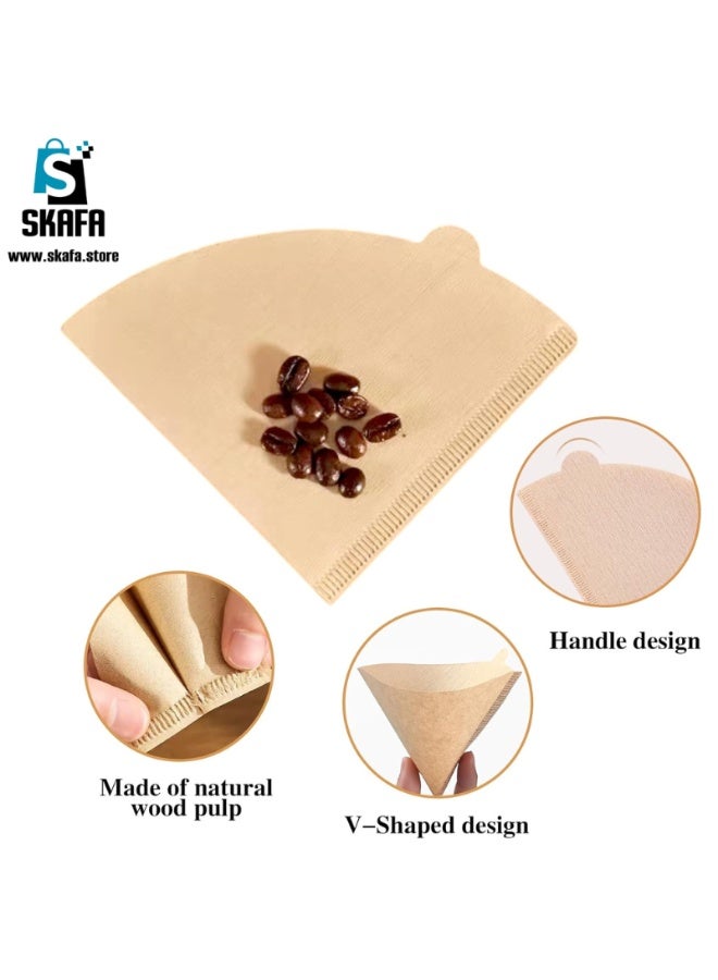 SKAFA Coffee Filters 100pcs | V60 Cone Paper Filter | Natural Disposable Coffee Filters | Compatible with V60 Dripper and No.1/2 Size Pour Over fit to all drippers. (Brown, 2-4 Cups) - Image 4