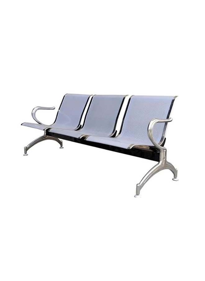 KARNAK 3 Seater Frame Airport Visitor Chair Office Hospital School With Metal Steel And Armrest Sit And Back Silver 
