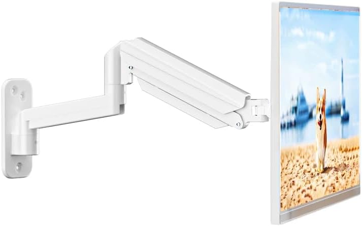 سوبتيكس حامل شاشة سوبتيك للجدار للشاشات LED/LCD/TV مقاس 13-32 بوصة حتى 9 كجم، حامل شاشة مزود بنابض غاز قابل للتعديل بالكامل، قابل لضبط الارتفاع، والميل، والدوران، والاستدارة، VESA 75/100، أبيض - Image 1