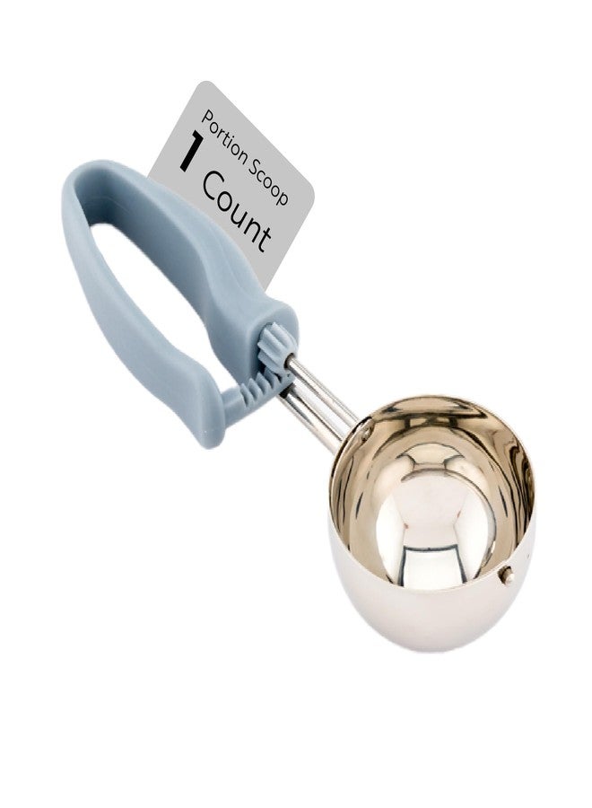 Restaurantware Comfy Grip 4 Ounce Gelato Scoop 1 Ambidextrous Ice Cream Scoop - Built-In Blade Bright Handle Gray Stainless Steel Cookie Dough Scoop Comfortable Grip For All Ingredients - Image 1