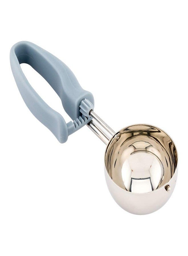 Restaurantware Comfy Grip 4 Ounce Gelato Scoop 1 Ambidextrous Ice Cream Scoop - Built-In Blade Bright Handle Gray Stainless Steel Cookie Dough Scoop Comfortable Grip For All Ingredients - Image 2