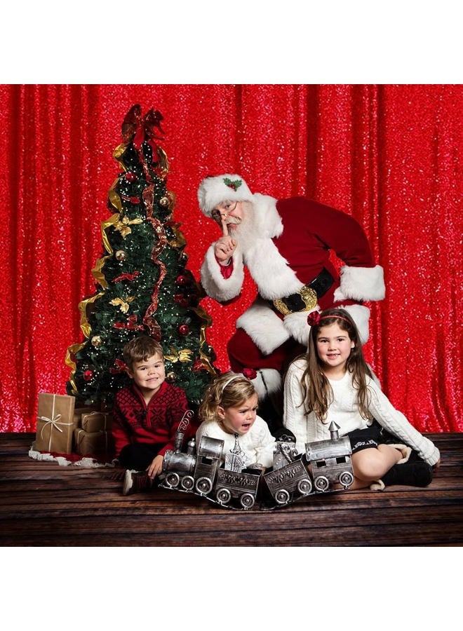 Poise3EHome Red Sequin Backdrop,8FT x 10FT Sequin Photography Backdrop Curtain for Party Decoration, Red - Image 5