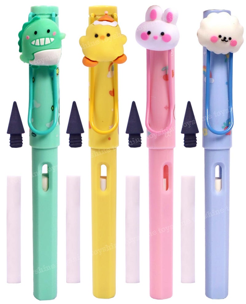 Toyshine Animal Eternal Pencil, Pack of 4, Multi-Color, Fine Point, Unisex, Kid, Writing, Drawing - Image 1