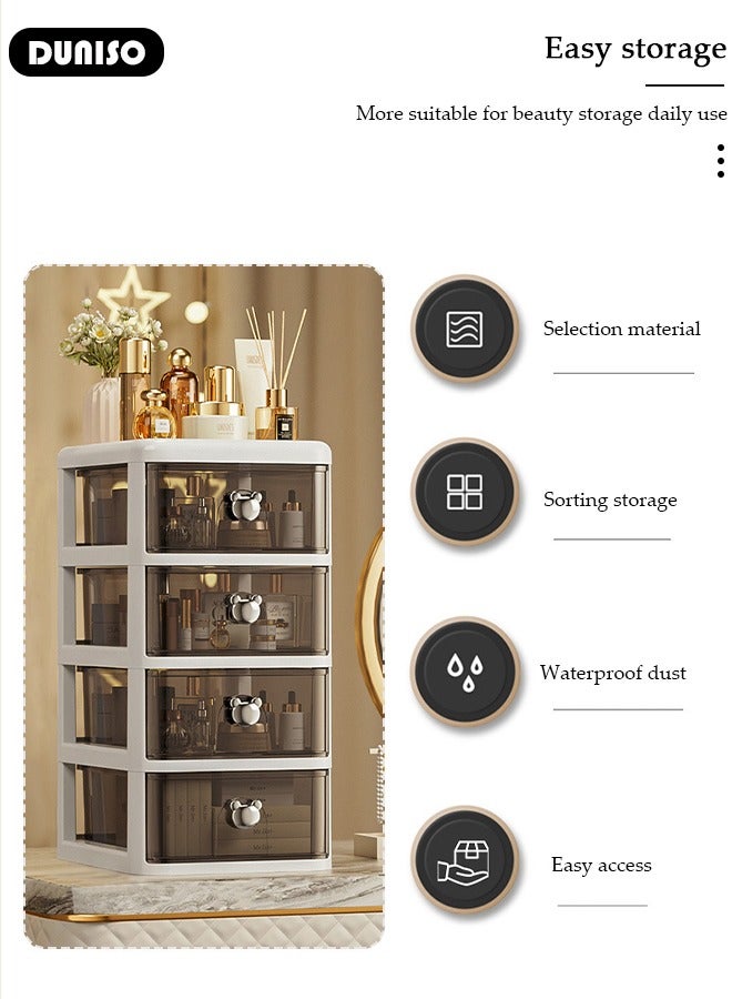 DUNISO Desktop Organizer with Drawer - 4 Drawers Storage Organizer, Desktop Storage Drawers for Office Supplies, Plastic Stationary Organizer, Makeup Organizer, Desk Storage Box for Office, School, Home - Image 2