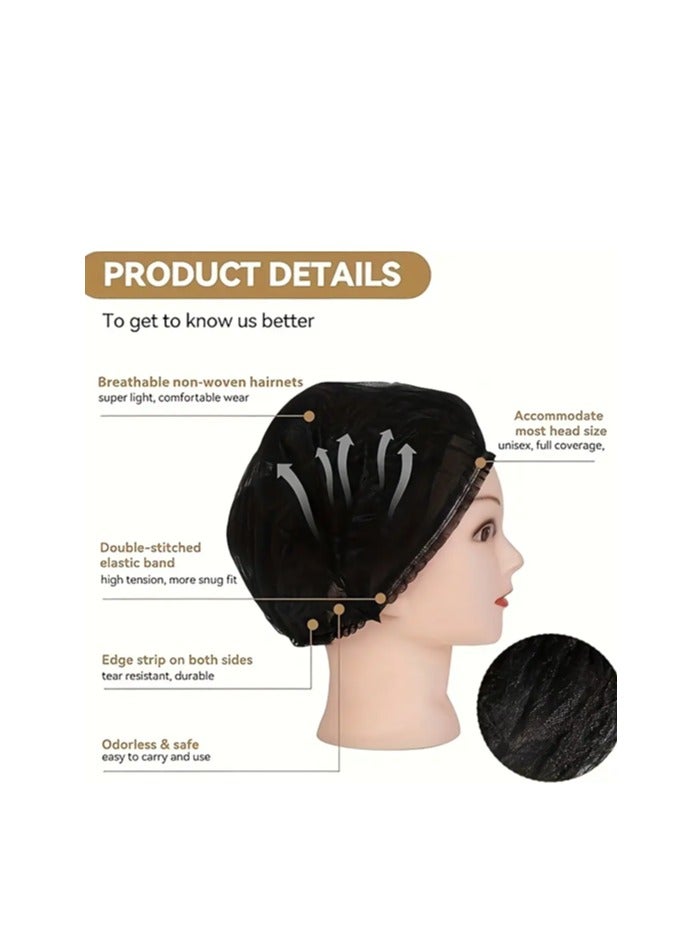 Mazko 100- Piece Bouffant-Hairnet Cap -  Black Disposable for Cosmetics, Beauty, Kitchen, Cooking, Home Industries, Hospital, Surgery. - Image 3