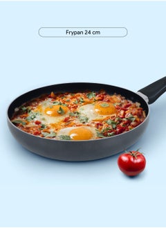 DELICI 8 Pcs Nonstick Cookware Set with 10X Tougher Coating, Quick Heat Distribution, Hot Plate, Halogen, Ceramic & Gas Compatible – Includes 24cm Saucepan with Glass Lid, 24cm Frypan, 26cm Tawa Pan, 18cm Milk Pan, and 2 Nylon Turners  - Image 5