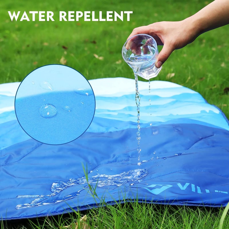 VILLEY Picnic Blanket, 3-Layer Camping Blanket 132cmx191cm, Machine Washable, Water Repellent and Sandproof, Packable and Portable for Camping, Travel, Park, Beach and Indoor Use (Blue) - Image 4