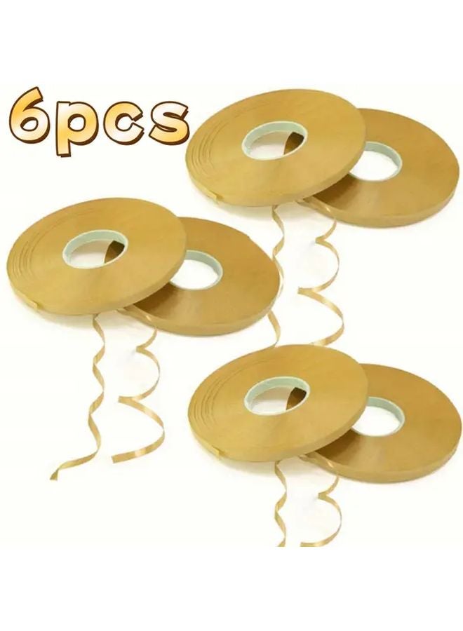 6 Pack 5mm Golden Ribbon Rolls 393 7inch Each Waterproof Plastic Balloon String for Gift Wrapping Crafts Party Decor - Image 2