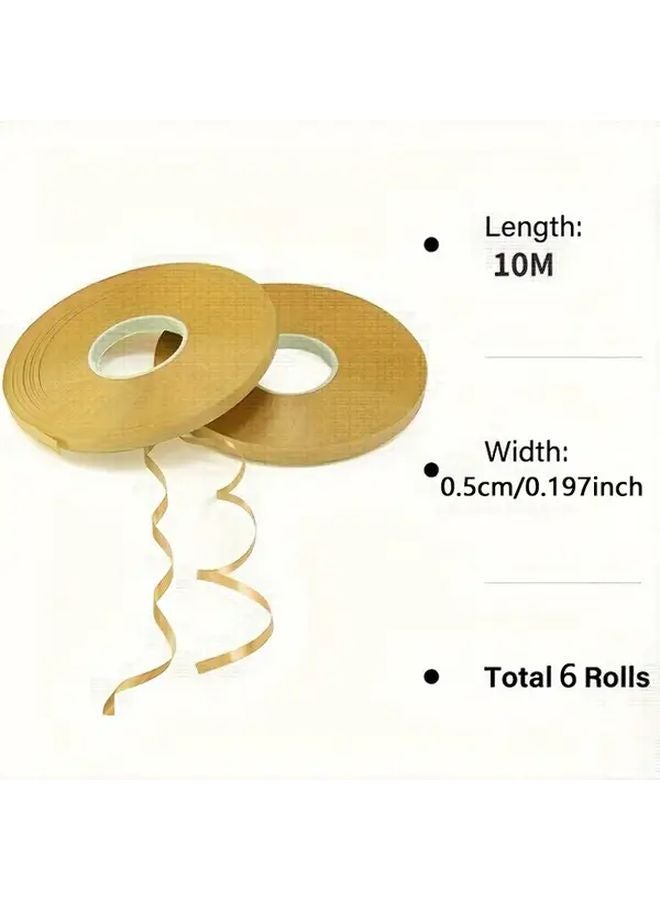 6 Pack 5mm Golden Ribbon Rolls 393 7inch Each Waterproof Plastic Balloon String for Gift Wrapping Crafts Party Decor - Image 4