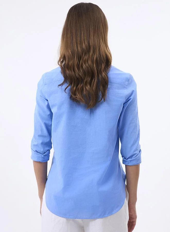 Felix Hardy Blue Linen Blended Shirt for Women for Women | Best Price UAE