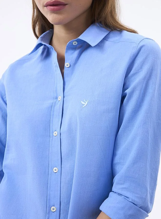 Felix Hardy Blue Linen Blended Shirt for Women for Women | Best Price UAE