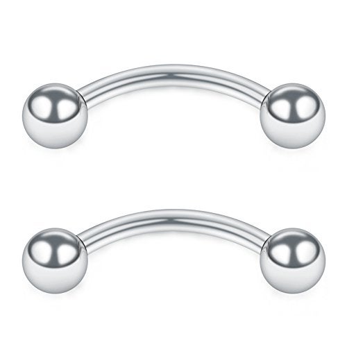 SCERRING 16G Curved Barbell Nipplerings Snake Eyes Tongue Ring Piercing Stainless Steel 9/16Inch 12PCS - Image 3