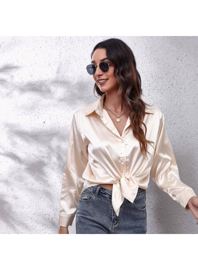 general Women's satin imitation silk long-sleeved blouse - Image 1