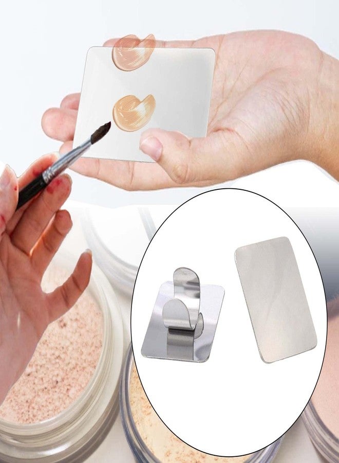 Generic Makeup Mixing Palette Handheld Stainless Steel for Nail Art Artist Beauty Square ring4.3x3.3cm - Image 4