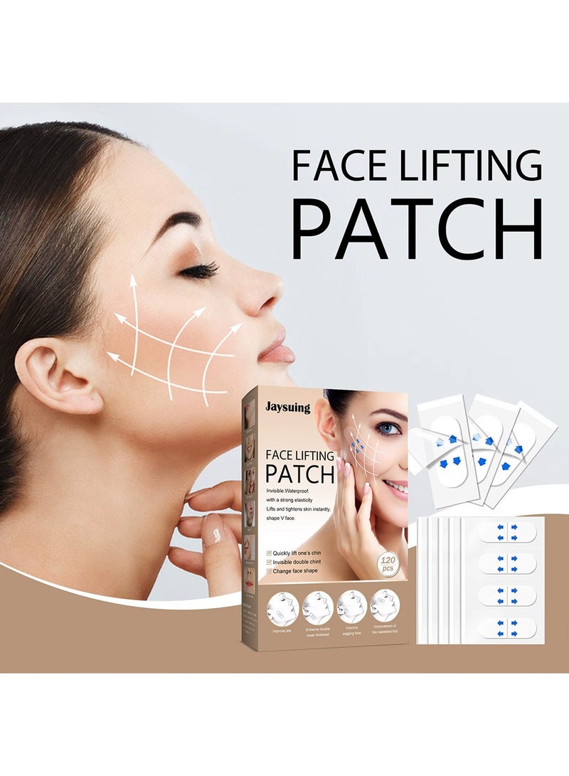 إسكدنيا 120 Pcs Face Lifting Patch,Invisible Stretchable Facial Tape, for Double Chin Eyes Skin Facial Wrinkles Double Chin - Image 3
