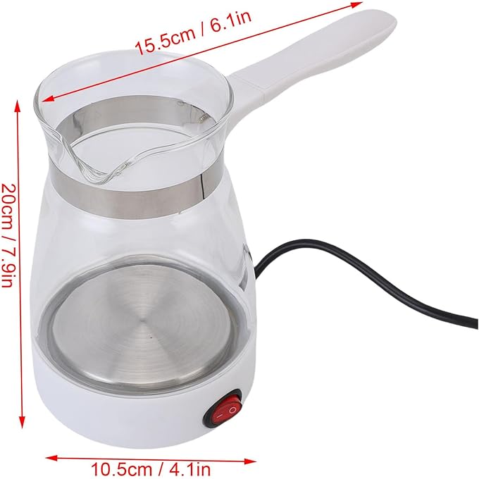 TOPINCN Glass Turkish Coffee Maker,600ml Portable Electric Turkey Coffee Pot Stainless Steel Arabic Greek Turkish (1) - Image 3