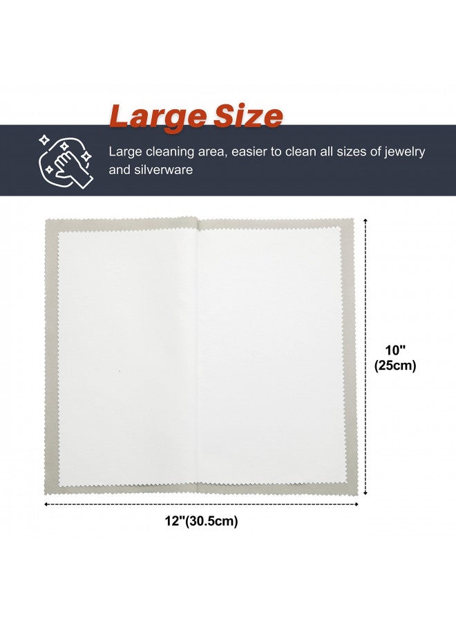 CATIFLIN 2pcs Multi-Layer Jewelry Cleaning Cloth, Large Silver Polishing Cloth, 100% Cotton Jewelry Polishing Cloths for Gold, Silver and Platinum Jewelry (Light Gray, 10 "X12") - Image 3