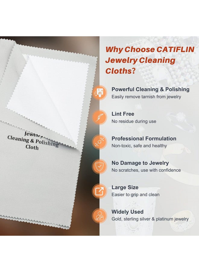 CATIFLIN 2pcs Multi-Layer Jewelry Cleaning Cloth, Large Silver Polishing Cloth, 100% Cotton Jewelry Polishing Cloths for Gold, Silver and Platinum Jewelry (Light Gray, 10 "X12") - Image 1