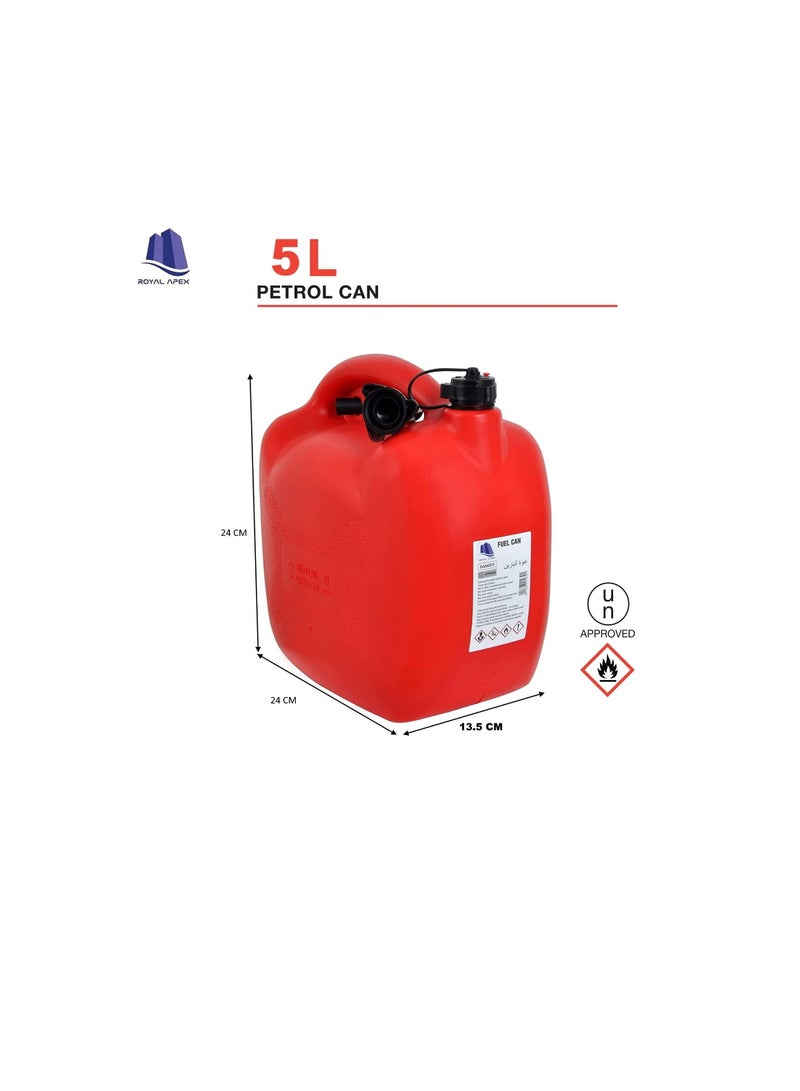 Jerry Can PVC Fuel Can Container for Oil Petrol Diesel Storage Moving Red Cans, UN Regulations Approved Heavy Duty Backup Petrol Tanks Mount for Motorcycle SUV ATV Most Cars (5 Ltr) - Image 2