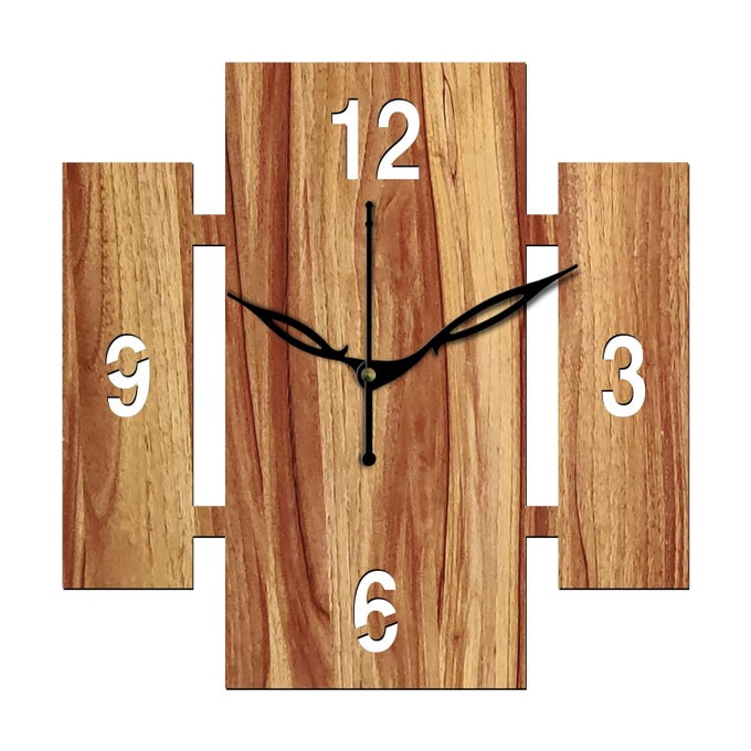 12 INCH WOODEN MDF ENGLISH NUMERAL SQUARE WALL CLOCK WITHOUT GLASS BEIGE 30CM X 30CM 14