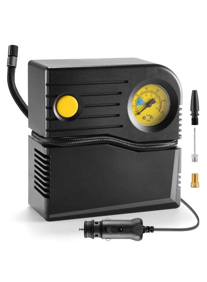 Portable Car Air Compressor (12V DC) - Powerful Tire Inflator with Pressure Gauge - Easy to Use Air Pump for Car, Bike & Motorbike - Durable Daily Use - Image 1