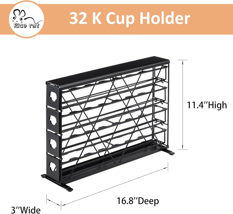 Rice rat k cup Holders for 4 Tier Coffee Pod Holder,Black Metal Space(32 pods) - Image 2