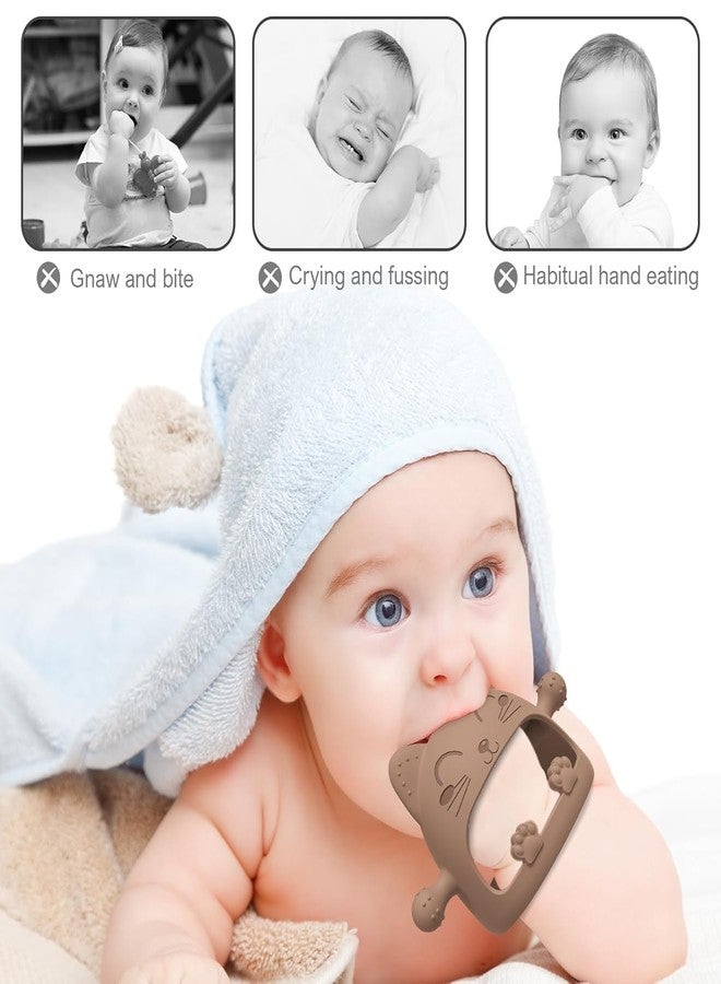 Onomie Baby Teething Toys for Babies 0-6 Months-Baby Teether,Anti-Drop Silicone Mitten Teething Toy for Soothing Sore Gums,Teething Pacifier,Baby Toys 6 to 12 Months-Ideal Travel Essentials for (Brown, Cat) - Image 4