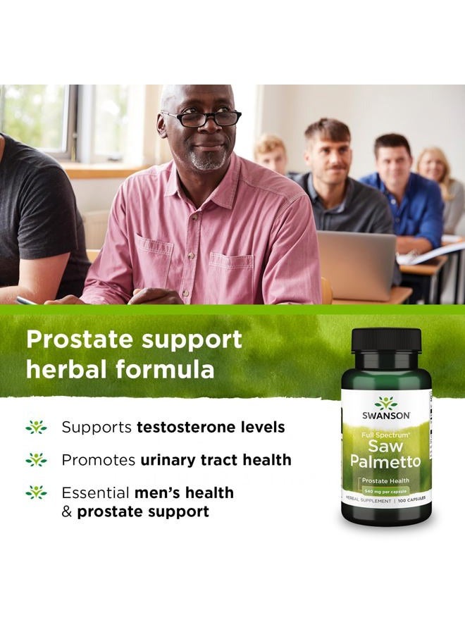 SWANSON Saw Palmetto - Herbal Supplement Promoting Male Prostate Health Support - Natural Hair Supplement & Urinary Health Support - 540 mg 100 Capsules (2 Pack) - Image 3