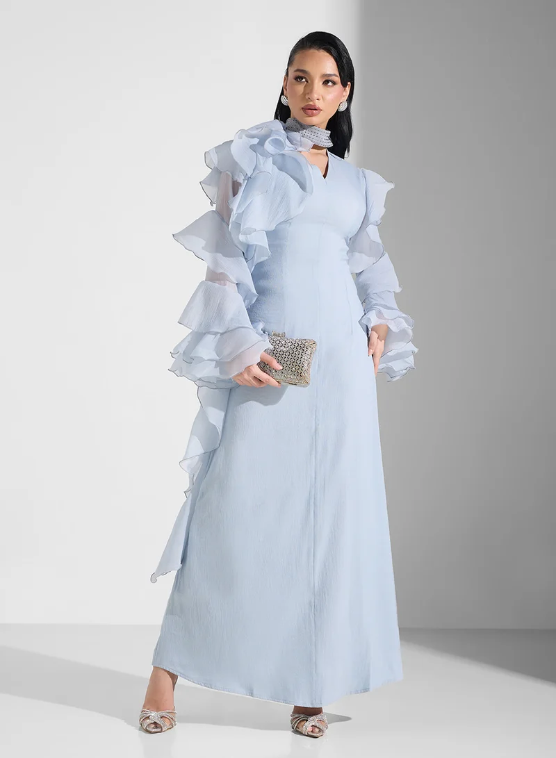 نمشي x Ruffled Evening Dress