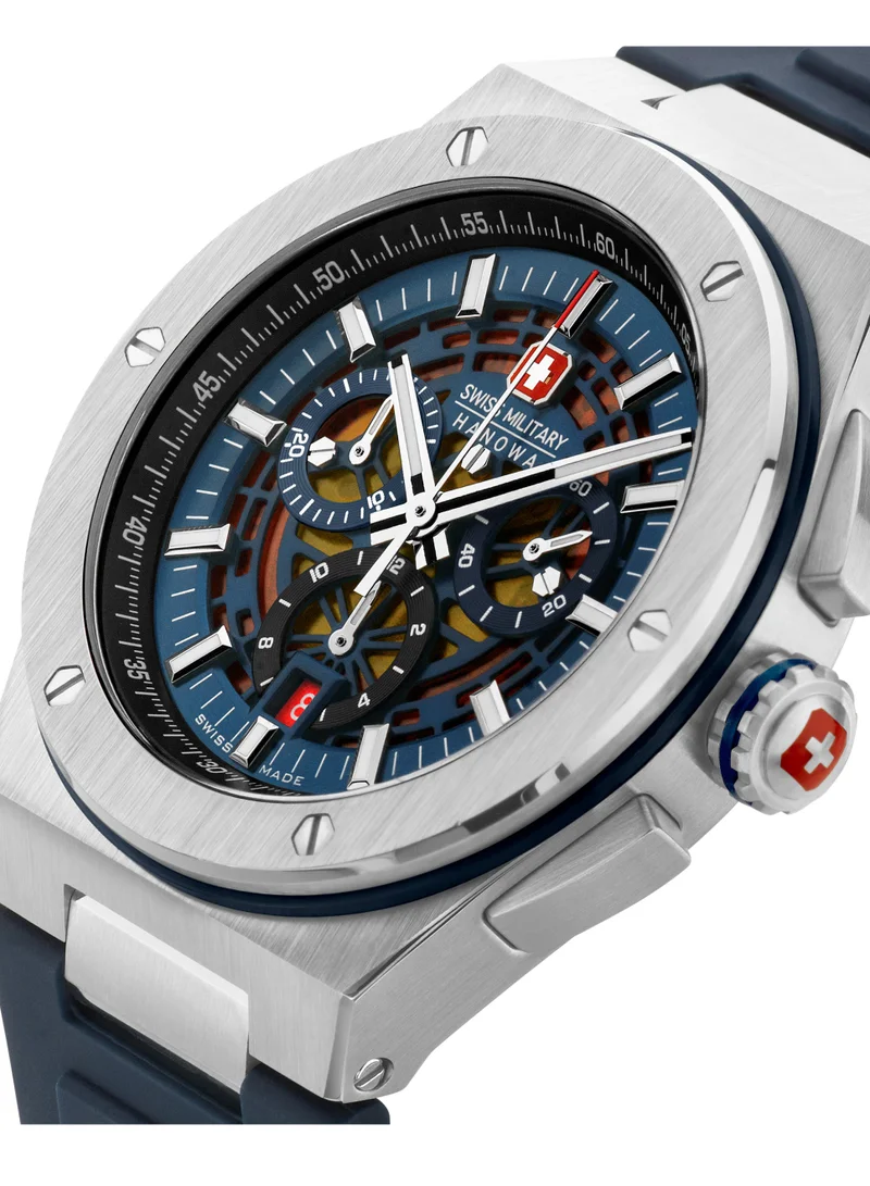 سويس ميليتري هانوا Men's Swiss Military Hanowa Mission Xfor-02 Watch for Men with BLUE Silicone Strap 10 Atm - SMWGO0000902