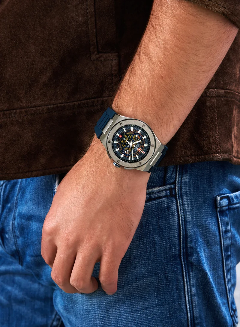 سويس ميليتري هانوا Men's Swiss Military Hanowa Mission Xfor-02 Watch for Men with BLUE Silicone Strap 10 Atm - SMWGO0000902