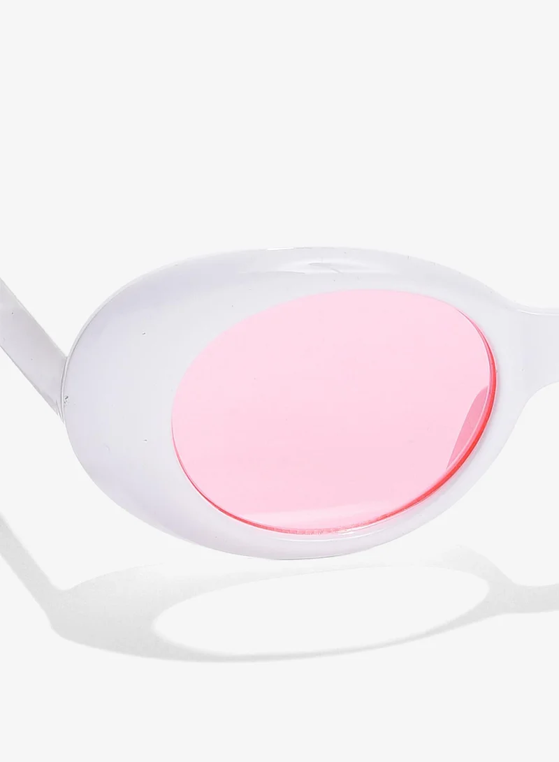 Haute Sauce Pink Lens White Oval Sunglasses