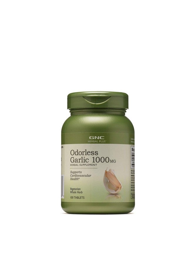 GNC Herbal Plus Odorless Garlic 1000mg Supplement, Vegetarian, Supports Cardiovascular Health, 100 Servings - Image 1