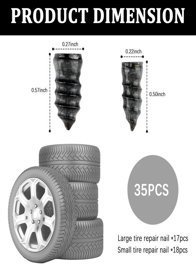 Salior 35PCS Tire Plug Kit with Screwdriver,Rubber Flat Tire Repair Kit for Fast Repair of Tire Punctures,Durable Car Tire Repair Kit Self-Service Repair Nails for Car Motorcycle Truck (35PCS) - Image 2