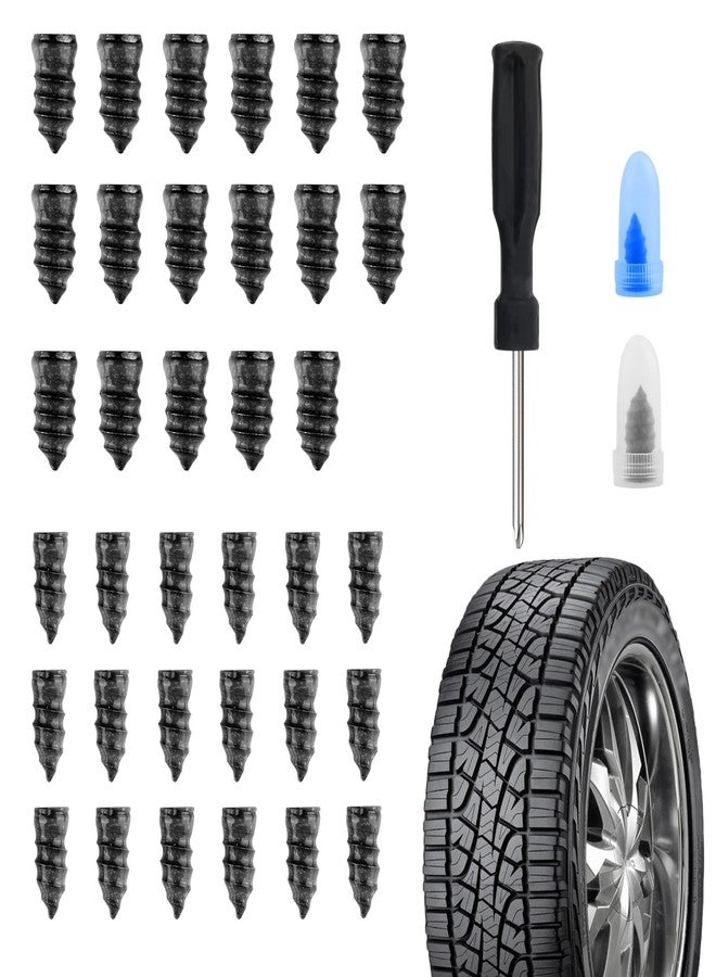 Salior 35PCS Tire Plug Kit with Screwdriver,Rubber Flat Tire Repair Kit for Fast Repair of Tire Punctures,Durable Car Tire Repair Kit Self-Service Repair Nails for Car Motorcycle Truck (35PCS) - Image 1