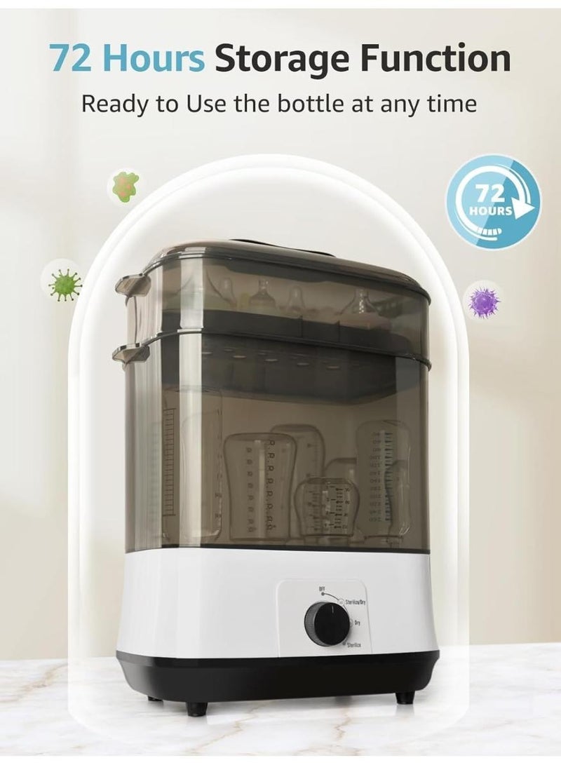 Bebiland Baby Bottle Sterilizer and Dryer, 360° Electric Steam Sanitizer with One-Touch Operation for 99.99% Germ Elimination(White) - Image 2