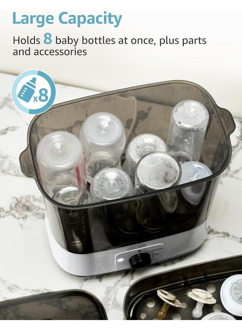 Bebiland Baby Bottle Sterilizer and Dryer, 360° Electric Steam Sanitizer with One-Touch Operation for 99.99% Germ Elimination(White) - Image 4
