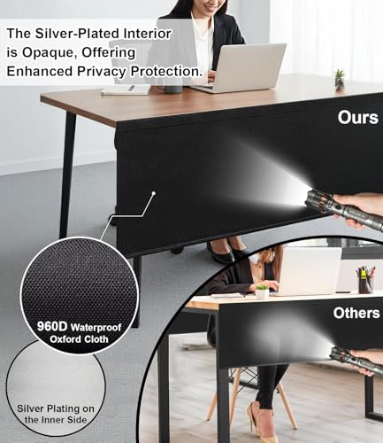 Usluole Under Desk Privacy Panel with Table Cable Management 48 Inch Desk Skirt Modesty Desk Panel with SelfGripping Straps for Office Home Premium SilverPlated Interior to Provide Better Privacy - Image 3