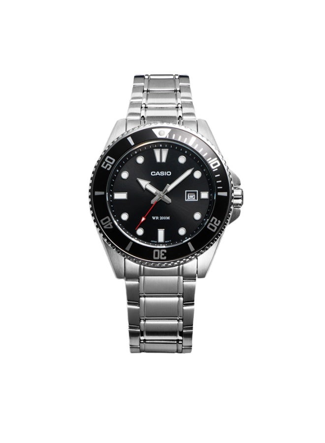 CASIO Analog Quartz Black Dial Stainless Steel Men's Watch MDV-107D-1A1VDF - Image 1