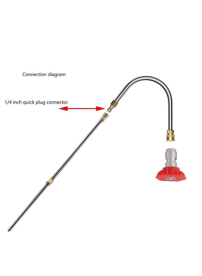 NIBEMINENT Pressure Washer Extension Wand Stainless Steel Brass 4000psi 1/4 Inch Quick Connect Power Washer Curved Rod Spray Lance for Replacement U Shaped with 5 Nozzles  - Image 4
