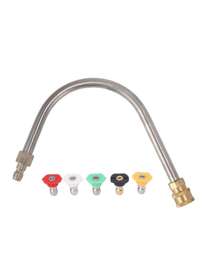 NIBEMINENT Pressure Washer Extension Wand Stainless Steel Brass 4000psi 1/4 Inch Quick Connect Power Washer Curved Rod Spray Lance for Replacement U Shaped with 5 Nozzles  - Image 1